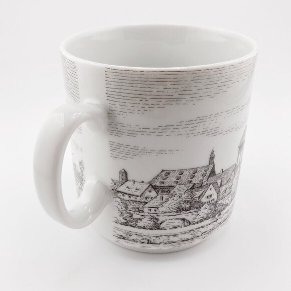 VINTAGE Ulm Danube River German cityscape image white black ceramic mug teacup - Picture 5 of 12